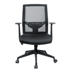 เก้าอี้สำนักงานตาข่ายสีดำหลังสูง / เก้าอี้ล้อเลื่อนตามหลักสรีรศาสตร์พร้อมพนักพิง