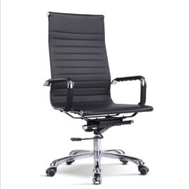 เก้าอี้สำนักงานหนังสีดำเหมาะกับการทำงาน / เก้าอี้คอมพิวเตอร์หมุนได้ทันสมัย