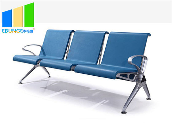 อลูมิเนียมอัลลอยด์สีน้ำเงิน PU Leather 5 Seaters Bank Airport รอเก้าอี้